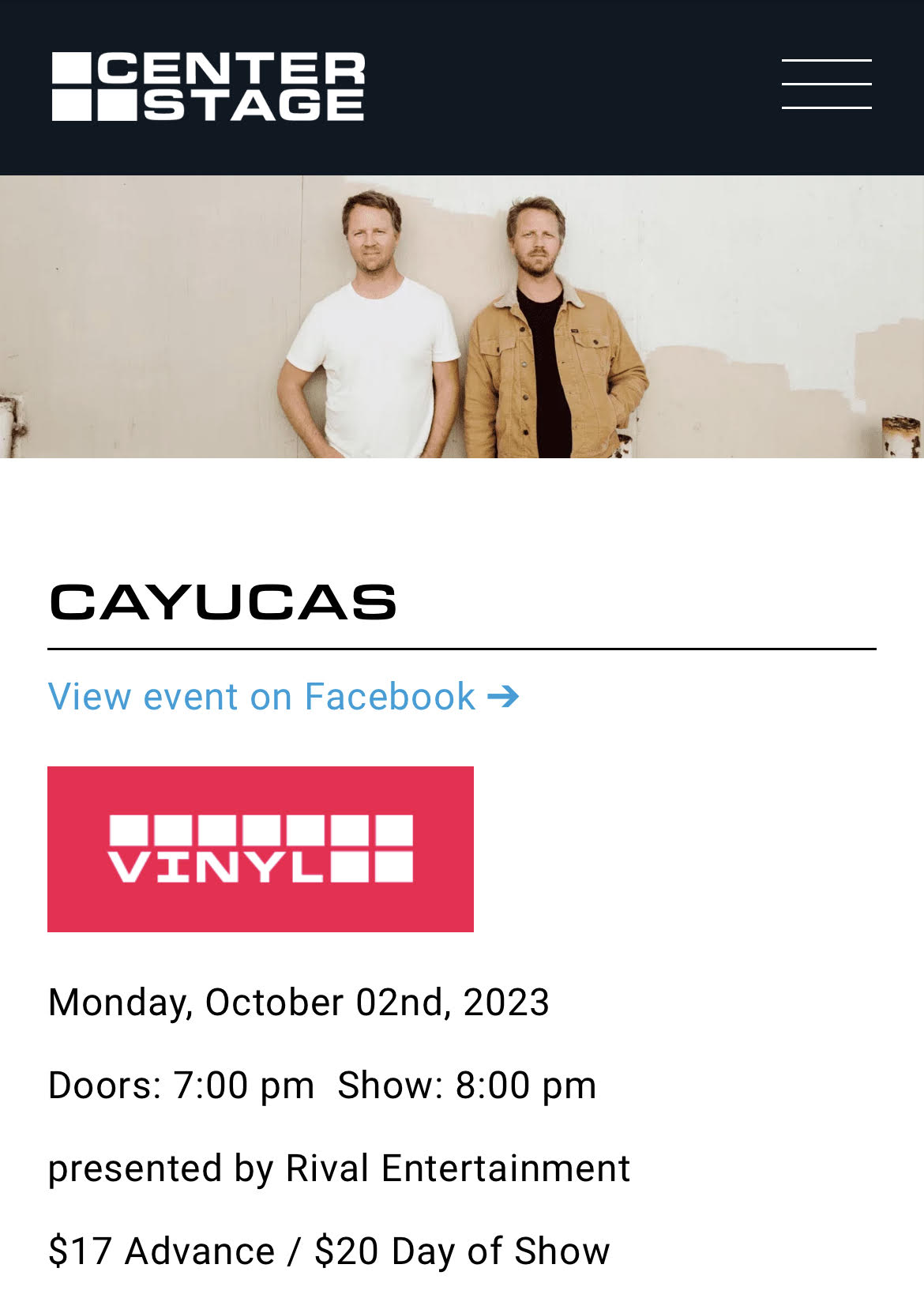 SKU#E995_POP-UP: Oct 2nd 2023 at Vinyl w/ Cayucas